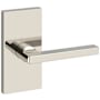 Baldwin Square Passage Door Lever Set with 5 Inch Rectangle Rose from the Reserve Collection Lifetime Polished Nickel