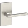 Baldwin Square Passage Door Lever Set with 5 Inch Rectangle Rose from the Reserve Collection Satin Nickel