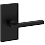 Baldwin Square Passage Door Lever Set with 5 Inch Rectangle Rose from the Reserve Collection Satin Black
