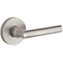 Baldwin Tube Passage Leverset with Contemporary Round Rose Satin Nickel
