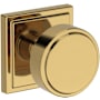 Baldwin Vashon Passage Door Knob Set with Stepped Square Rose from the Reserve Collection Lifetime Polished Brass