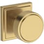 Baldwin Vashon Passage Door Knob Set with Stepped Square Rose from the Reserve Collection Lifetime Satin Brass
