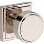 Baldwin Vashon Passage Door Knob Set with Stepped Square Rose from the Reserve Collection Lifetime Polished Nickel