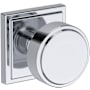 Baldwin Vashon Passage Door Knob Set with Stepped Square Rose from the Reserve Collection Polished Chrome