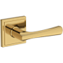 Baldwin Wyndcliff Passage Door Lever Set with Stepped Square Rose from the Reserve Collection Lifetime Polished Brass