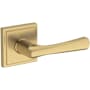 Baldwin Wyndcliff Passage Door Lever Set with Stepped Square Rose from the Reserve Collection Lifetime Satin Brass