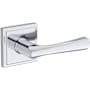 Baldwin Wyndcliff Passage Door Lever Set with Stepped Square Rose from the Reserve Collection Polished Chrome