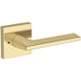 Baldwin Anaheim Hills Privacy Door Lever Set with Contemporary Square Rose from the Reserve Collection Non-Lacquered Brass