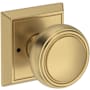 Baldwin Bremerton Privacy Door Knob Set with Chamfered Square Rose from the Reserve Collection Lifetime Satin Brass