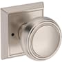 Baldwin Bremerton Privacy Door Knob Set with Chamfered Square Rose from the Reserve Collection Satin Nickel