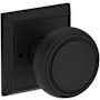 Baldwin Bremerton Privacy Door Knob Set with Chamfered Square Rose from the Reserve Collection Satin Black