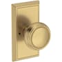 Baldwin Bremerton Privacy Door Knob Set with Chamfered 5" Rose from the Reserve Collection Lifetime Satin Brass