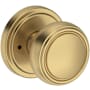 Baldwin Bremerton Privacy Door Knob Set with Stepped Round Rose from the Reserve Collection Lifetime Satin Brass