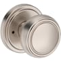 Baldwin Bremerton Privacy Door Knob Set with Stepped Round Rose from the Reserve Collection Satin Nickel