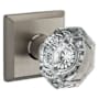 Baldwin Crystal Privacy Door Knob with Square Rose Satin Nickel