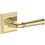 Baldwin Dunsmoor Privacy Door Lever Set with Chamfered Square Rose from the Reserve Collection Non-Lacquered Brass