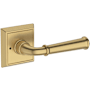 Baldwin Dunsmoor Privacy Door Lever Set with Chamfered Square Rose from the Reserve Collection Lifetime Satin Brass