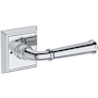 Baldwin Dunsmoor Privacy Door Lever Set with Chamfered Square Rose from the Reserve Collection Polished Chrome