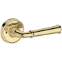 Baldwin Dunsmoor Privacy Door Lever Set with Recessed Round Rose from the Reserve Collection Non-Lacquered Brass