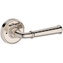 Baldwin Dunsmoor Privacy Door Lever Set with Recessed Round Rose from the Reserve Collection Lifetime Polished Nickel