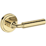 Baldwin La Conner Privacy Door Lever Set with Stepped Round Rose from the Reserve Collection Non-Lacquered Brass