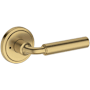Baldwin La Conner Privacy Door Lever Set with Stepped Round Rose from the Reserve Collection Lifetime Satin Brass