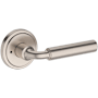 Baldwin La Conner Privacy Door Lever Set with Stepped Round Rose from the Reserve Collection Satin Nickel