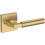 Baldwin Lake Forest Privacy Door Lever Set with Contemporary Square Rose from the Reserve Collection Lifetime Satin Brass