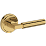 Baldwin Lake Forest Privacy Door Lever Set with Stepped Round Rose from the Reserve Collection Lifetime Polished Brass