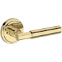 Baldwin Riddling Privacy Door Lever Set with Stepped Round Rose from the Reserve Collection Non-Lacquered Brass