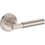 Baldwin Riddling Privacy Door Lever Set with Stepped Round Rose from the Reserve Collection Satin Nickel