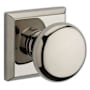 Baldwin Round Privacy Door Knob with Square Rose Lifetime Polished Nickel