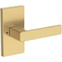 Baldwin Sharpewood Privacy Door Lever Set with Contemporary 5" Rose from the Reserve Collection Lifetime Satin Brass