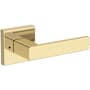 Baldwin Sharpewood Privacy Door Lever Set with Contemporary Square Rose from the Reserve Collection Non-Lacquered Brass