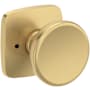 Baldwin Solvang Privacy Door Knob Set with Soft Square Rose from the Reserve Collection Lifetime Satin Brass