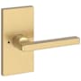 Baldwin Square Privacy Door Lever Set with 5 Inch Rectangle Rose from the Reserve Collection Lifetime Satin Brass