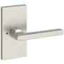 Baldwin Square Privacy Door Lever Set with 5 Inch Rectangle Rose from the Reserve Collection Satin Nickel