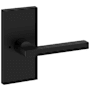 Baldwin Square Privacy Door Lever Set with 5 Inch Rectangle Rose from the Reserve Collection Satin Black