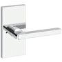 Baldwin Square Privacy Door Lever Set with 5 Inch Rectangle Rose from the Reserve Collection Polished Chrome
