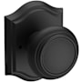 Baldwin Traditional Privacy Door Knob with Arch Rose Satin Black