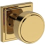 Baldwin Vashon Privacy Door Knob Set with Stepped Square Rose from the Reserve Collection Lifetime Polished Brass