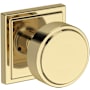Baldwin Vashon Privacy Door Knob Set with Stepped Square Rose from the Reserve Collection Non-Lacquered Brass