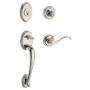 Baldwin Columbus Right Handed SmartKey Single Cylinder Keyed Entry Handleset with Traditional Round Rose and Curve Lever on Interior Lifetime Polished Nickel