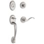 Baldwin Columbus Right Handed SmartKey Single Cylinder Keyed Entry Handleset with Traditional Round Rose and Curve Lever on Interior Satin Nickel