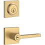 Baldwin Square Single Cylinder Keyed Entry Door Lever Set and Deadbolt Combo from the Reserve Collection Lifetime Satin Brass