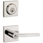 Baldwin Square Single Cylinder Keyed Entry Door Lever Set and Deadbolt Combo from the Reserve Collection Polished Nickel