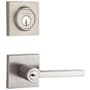 Baldwin Square Single Cylinder Keyed Entry Door Lever Set and Deadbolt Combo from the Reserve Collection Satin Nickel