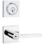 Baldwin Square Single Cylinder Keyed Entry Door Lever Set and Deadbolt Combo from the Reserve Collection Polished Chrome