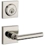 Baldwin Tube Single Cylinder Keyed Entry Door Lever Set and Deadbolt Combo from the Reserve Collection Polished Nickel