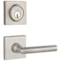 Baldwin Tube Single Cylinder Keyed Entry Door Lever Set and Deadbolt Combo from the Reserve Collection Satin Nickel